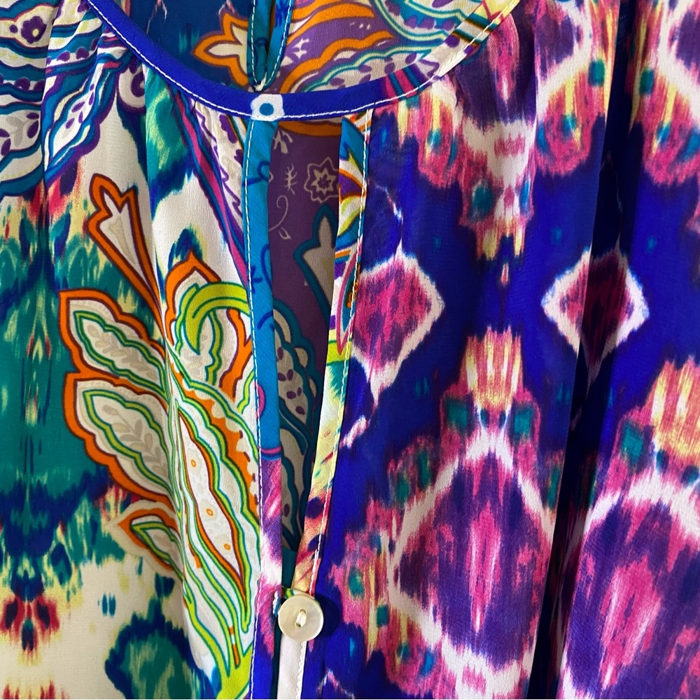 Chico's Vibrant Multicolor Patterned Cold Shoulde… - image 4